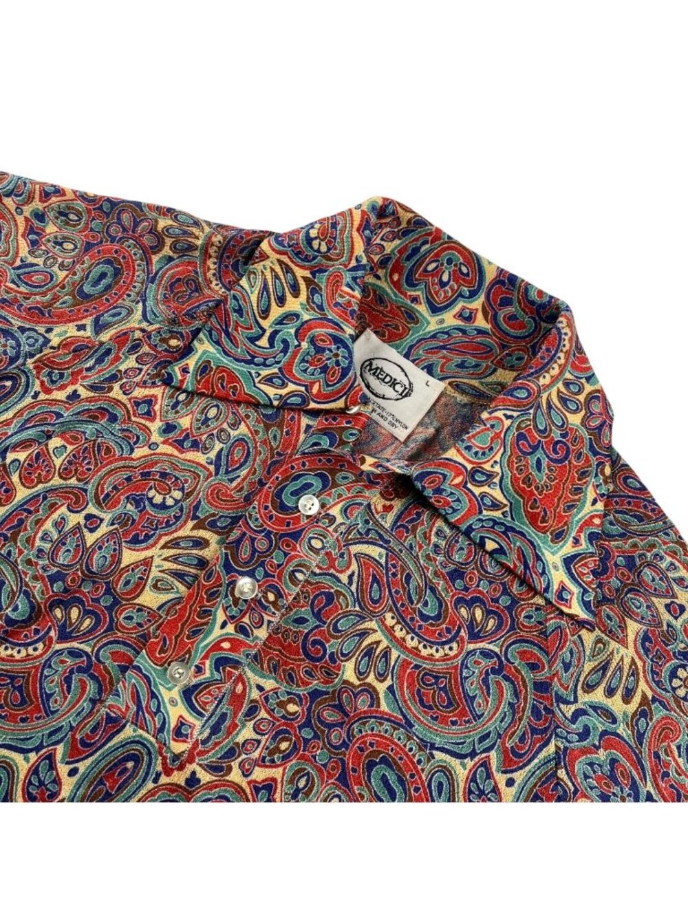 VTG Medici Men's Triacetate Blend Paisley Abstract Shirt Multicolor • Large